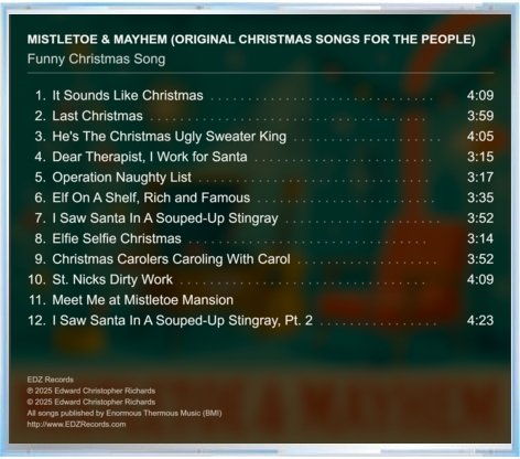 Mistletoe & Mayhem (Original Christmas Songs For The People) — Back cover