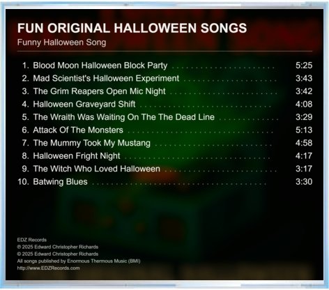 Fun Original Halloween Songs — Back cover