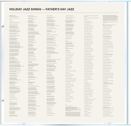 Father's Day Jazz — Lyrics insert